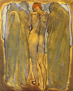 Schiena di una donna nuda con fantasmi